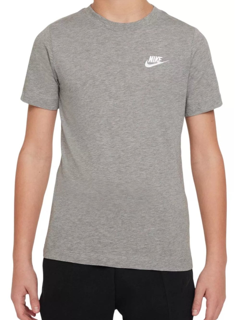 Youth Unisex Nike Grey Crewneck Short-Sleeve Tee with White Logo-XS
